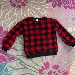 Evsie Buffalo Plaid Sherpa Pull Over Sweatshirt